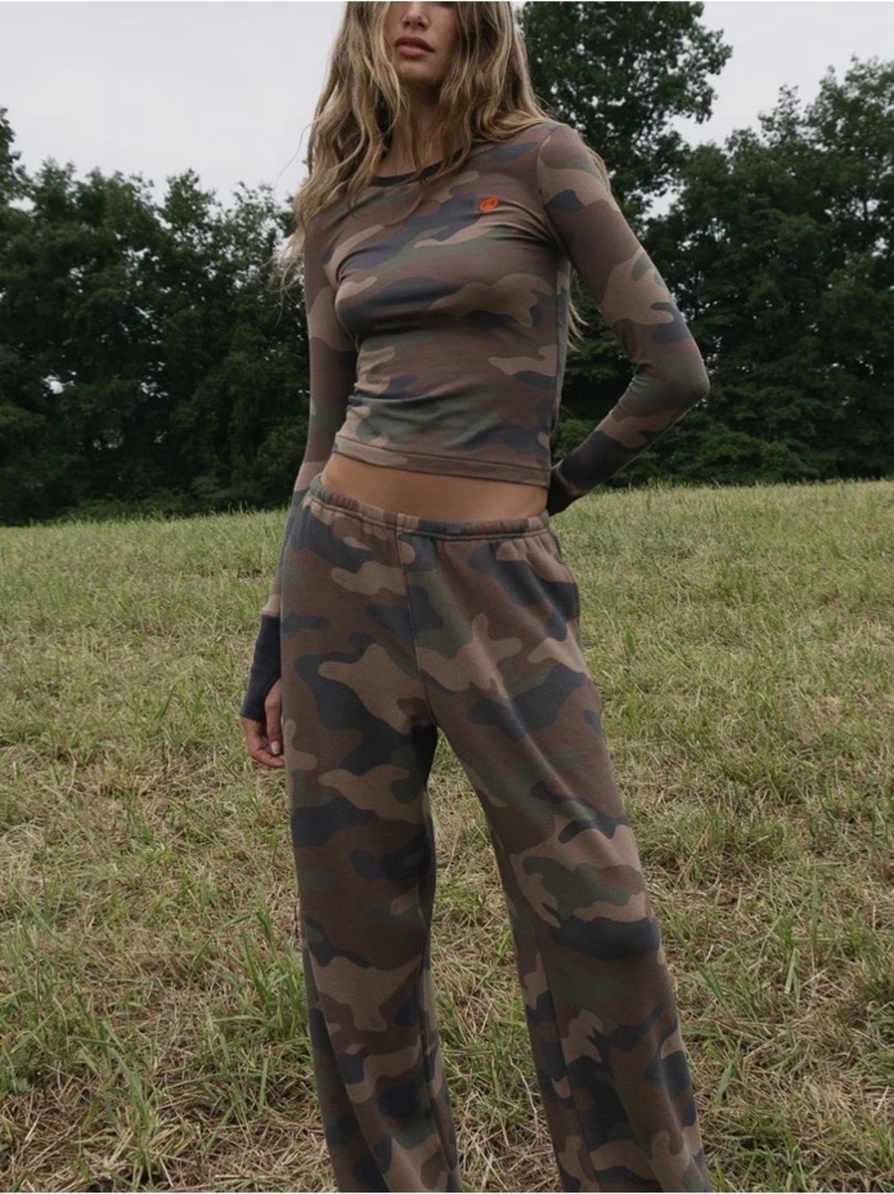Dairy boy Camo Wide-Leg Pants for Women - Olive Green